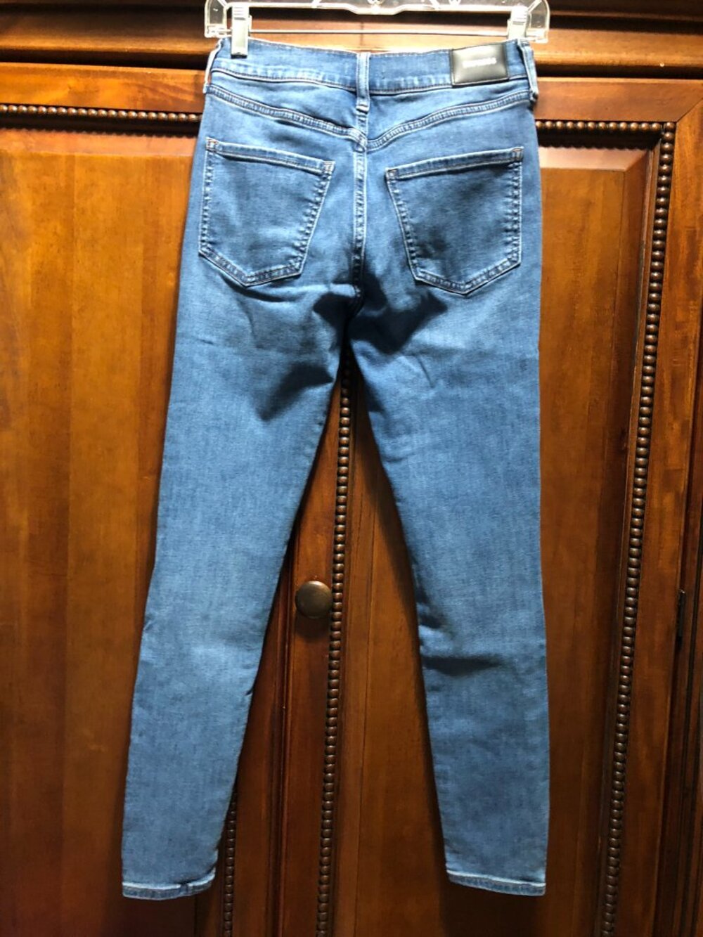 Express Mid Rise Skinny Jeans Exposed Button Fly Medium Wash 2R - Picture 5 of 8